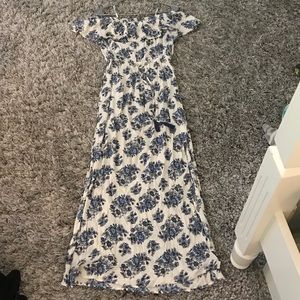 Hint Of Blush: Blue Floral Maxi Dress